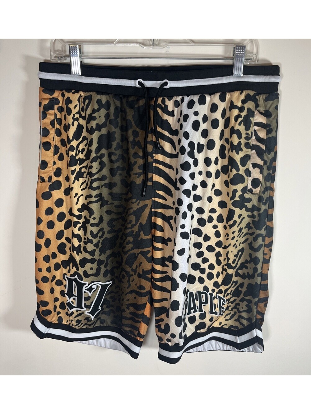 Staple Pigeon Mens XL Animal Print Mesh Basketball Shorts Leopard Zebra